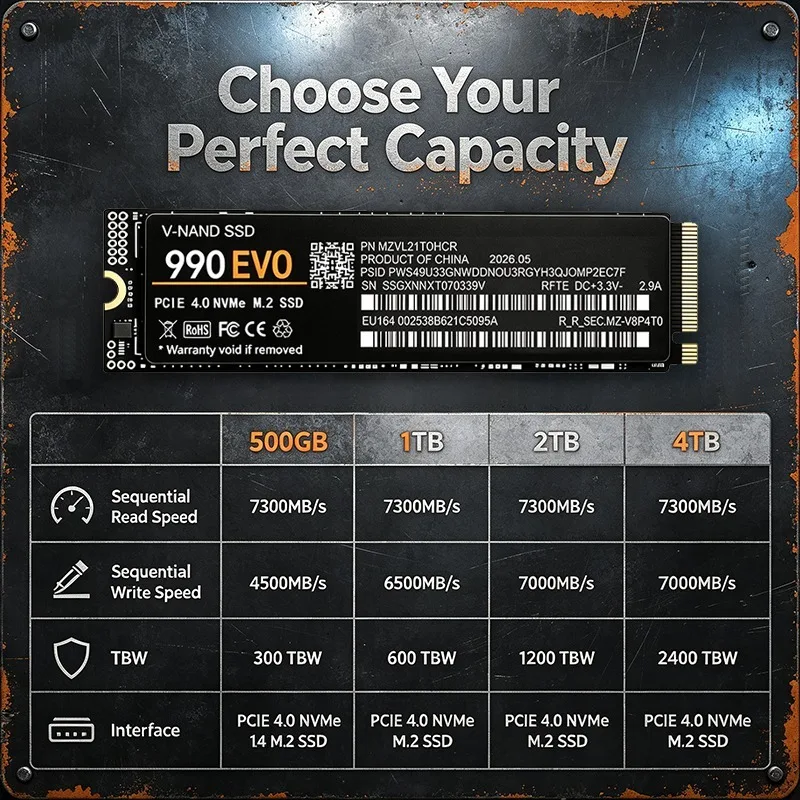 Gaming M.2 NVMe SSD 990 EVO PC - огляд і ціна M.2 Nvme 4Tb Pcie 4.0 Ssd
